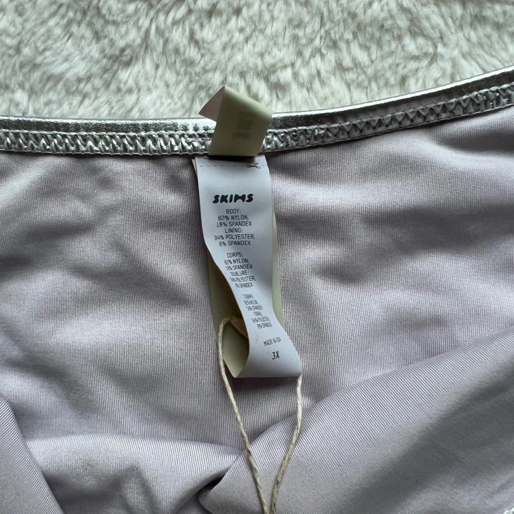 SKIMS Metallic Bikini Swim Bottom Nickel Silver SW-BKN-0032 Women's Size 3X NEW